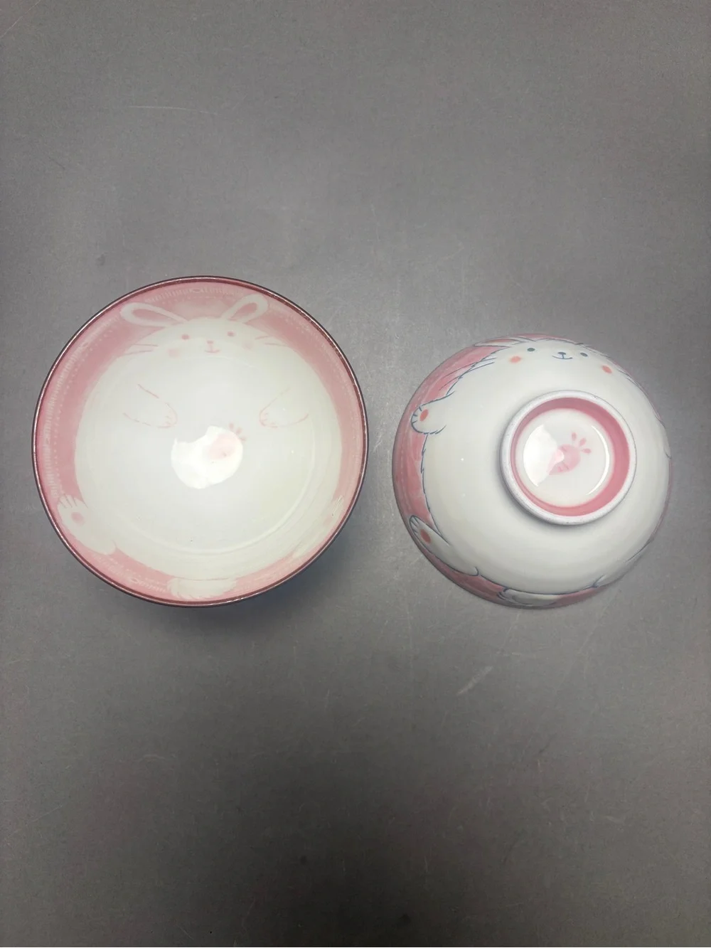 Pink Bunny Ceramic Rice Bowl - Cute Ceramic Dinnerware